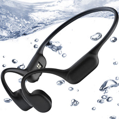 Swimming Headphones IP68 Waterproof, Bone Conduction Headphones MP3 Player Built-in 32G Memory - Black